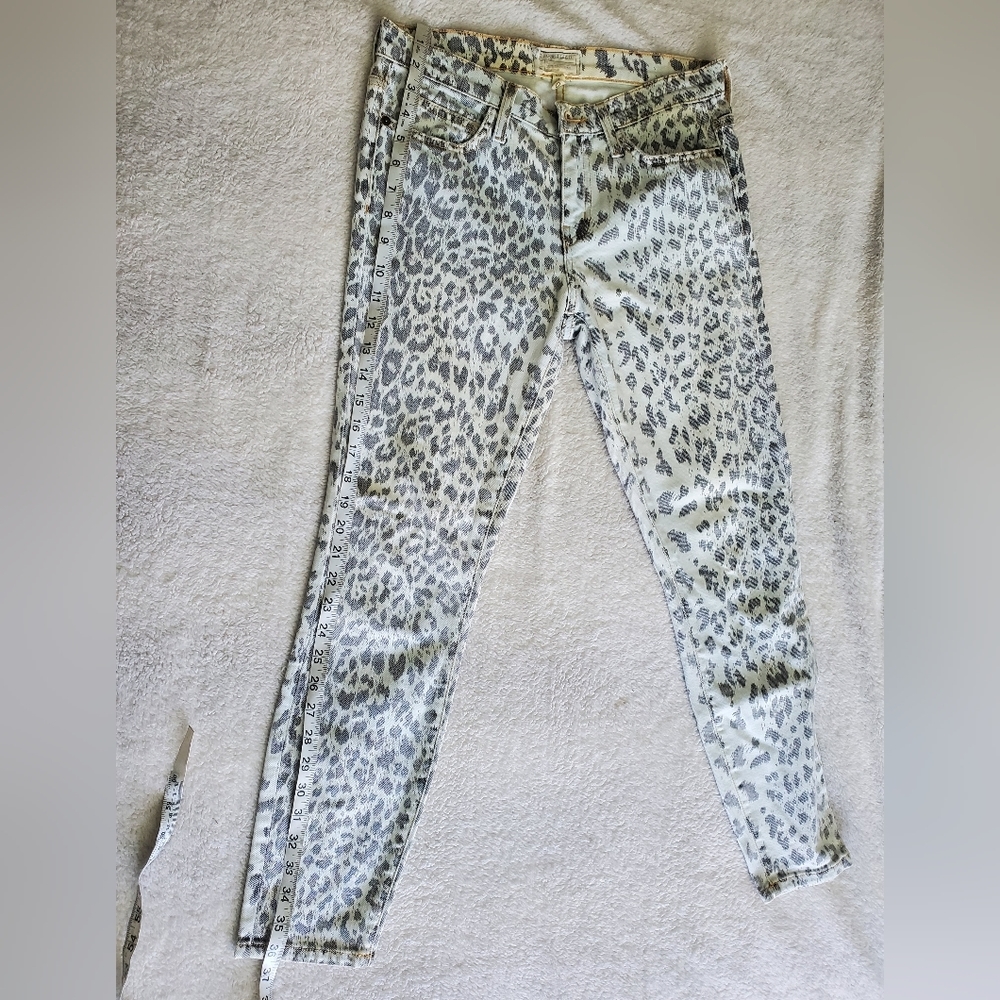 Current/Elliott The Stiletto Bleach Out Leopad Denim Jeans Grey 27 Animal Print - Picture 6 of 9
